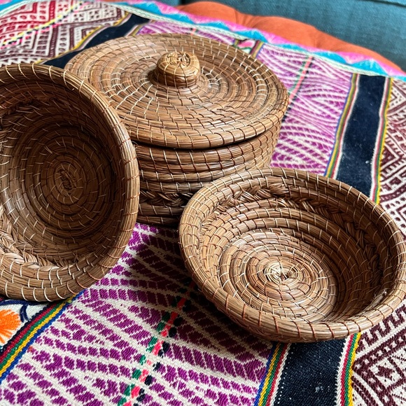 3 pine needle baskets from Mexico tortilla holder